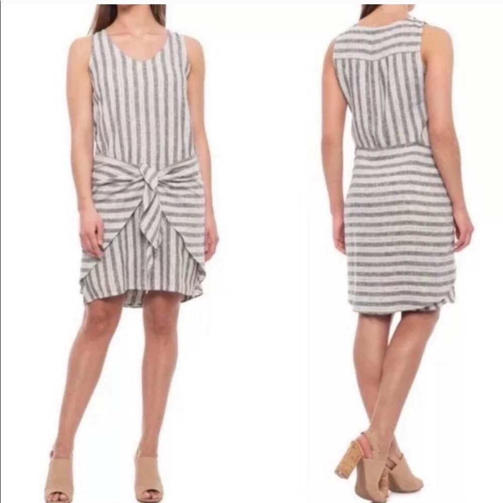 Drew Anthropologie linen front tie dress NWT